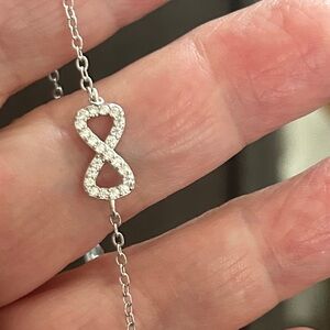 Moissanite‎ 925 Sterling Silver rhodium plated Infinity bracelet